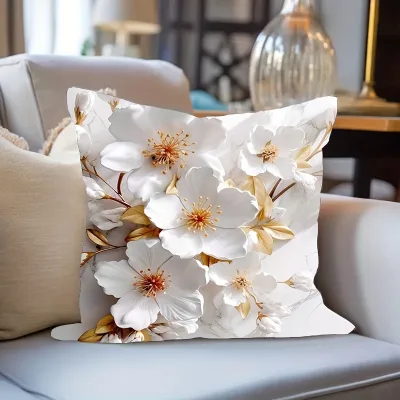 1pc Super Soft Printed Flowers Fresh Throw Pillow Case，Print Cushion Cover，home decoration，18*18inch