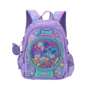 กระเป๋านักเรียนเด็กผู้หญิงกระเป๋าเป้สะพายหลังลายแมวลูกกวาดน่ารัก3-7ปีกระเป๋าแบบจำลอง14นิ้ว