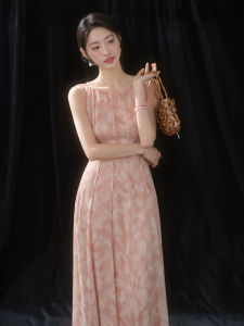 Romantic Mermaid Print 3D Pinched Pleat Sleeveless Waist-tied Chiffon Dress