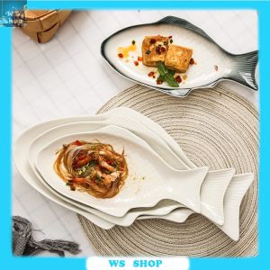 Hand Ceramic Seasoning Plate Fish Shaped Creative Snack Dish Japanese Style Soy Sauce Saucer Sushi Plate Dessert Tray