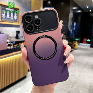 FLOVEME Large Glass Lens Window Matte Phone Case For iPhone 14 13 12 Pro Max 14 Plus Wireless Charging Gradient Frosted Contrasting Colors Shockproof Back Cover For iphone 14 13 12