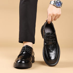 Mens Casual Derby Shoes Wedding Groom Formal Business Leather Autumn Winter Thick Bottom Heightening Shoes Oceania Rooster Brand