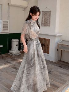 New Summer Cold Style Salt System Outfit Set Womens Stand Collar Top Half Body Long Skirt Two Piece Set Traditional Chinese National Trend