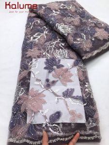 Kalume 2025 African French Tulle Lace Soft French Mesh Net Lace Fabric with Sequins Beads Nigerian Tulle Lace For Wedding F4316