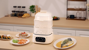 MEEVIDA Electric Food Steamer 3-Tier 15L Capacity 8 Preset Programs 24h Reservation 1200W High-Power Stainless Steel Trays MYLAYSIA PLUG
