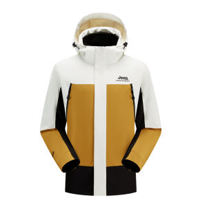 Jeep | Jeep Mens Outdoor Fleece Lined Three-in-One Jacket Windproof Waterproof Hiking Clothes Winter Warm Breathable Polyester Fiber