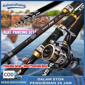 Set Lengkap Memancing Murah dan Kukuh 2.1-3.6M Joran Pancing Portable Carbon Fiber Telescopic Mudah Alih Pancing dan 7.2:1 Reel Pancing Set Full Besi HE SERIES Bahan 12 Bearing 1000-6000 MAX DRAG 10KG untuk Ikan Lele dan Karper