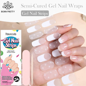 BORN PRETTY Harunouta French Gel Nail Strips Patch Sliders Adhesive Waterproof Long Lasting Full Cover Gel Stickers Nail Wraps