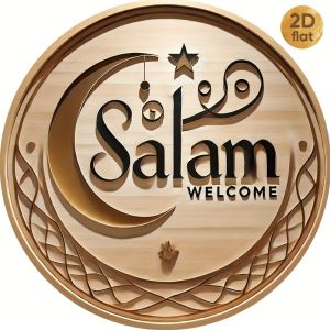 CIFbuy | Metal Wall Art Vintage Round "Salam Welcome" Sign Home Decor Gift Floral Elegant Living Room Entrance Decor