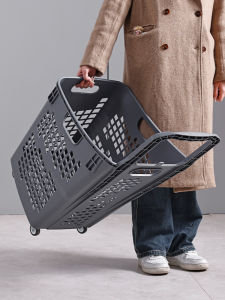 Thickened Plastic Shopping Basket with Wheels Handheld KTV Supermarket Vegetable Buying Basket Convenience Store Caddy