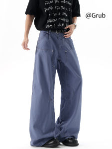 Grace Rub | Straight Loose Wide Leg Pants With Rivet Design