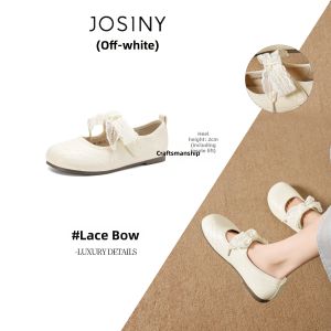 Josiny | White Lace Ballet Mary Jane Flats Shoes