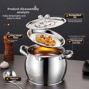 BAIXITANG | Stainless Steel Oil Can with Lid and Strainer Leakproof Large Capacity