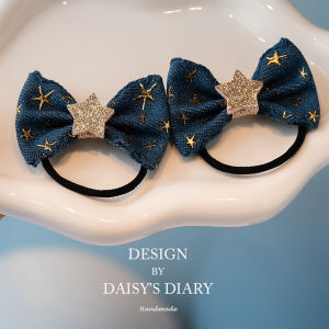 Girls Star Denim Butterfly Knot Hair Ties Children No Damage Hair Elastic Princess Head Ropes Girl Hair Bands Headwear