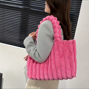 MOUSSON กระเป๋าโท้ทตุ๊กตาแฟชั่นใหม่สำหรับผู้หญิงกระเป๋าถือสะพายไหล่ข้างเดียวแบบนิ่มความจุขนาดใหญ่พร้อมฝาเปิดหัวเข็มขัดแม่เหล็กพร้อมกระเป๋าใส่โทรศัพท์มือถือสำหรับฤดูใบไม้ร่วงและฤดูหนาว