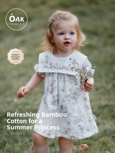 OAK FAMILY | Baby Girls Short Sleeve Dress Bubble Sleeve Princess Dress One Year Old Birthday Dress Cotton Polyester Blend Quick Dry Anti-pilling