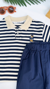 Baby Boys Clothes Set Embroidery Logo Stripe Polo Shirt Waist Shorts Summer Casual 0-5Y Kids Outfit Children Daily Clothes