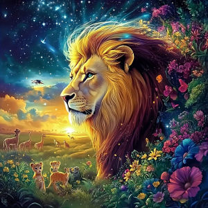 Huacan DIY Diamond Painting Lion Full Square Round Embroidery Sale Flower Decoration For Home