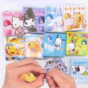 🎉[Msia Stock] 60Pcs Cute Cartoon Sticker Character Series Hello Kitty Notebook Journal Sticker Deco Stationery Sanrio Cinnamonroll Kuromi Hello Kitty 手帐贴纸