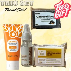 3in1 Facial Set+ Free Generic Charcoal (Exfoliating Gel Cleanser+Niacinamide+10g SR SBC)