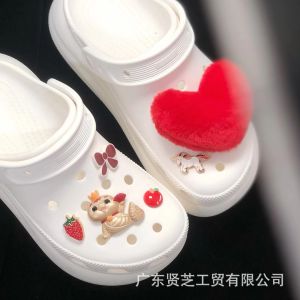 6Pcs Crocs Jibbitz Charms Plush Love Shoe Buckles Cute Unicorn Shoe Decoration Detachable Shoe Flower for Crocs