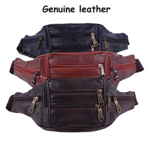Genuine Leather Men&Women waist bag Money Pouch Travel Hiking Bag Crossbody Fanny belt bag Multiple compartment pack