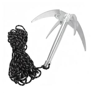 Fishing Water Grass Knife with 10m Rope Foldable Galvanized Iron Rust Resistance Durable Weed Remover