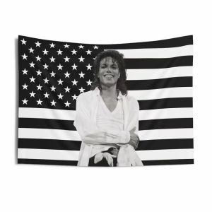 VIKAMA Michael Jackson American Flag Tapestry Wall Hanging for Bedroom Dorm Music Room Wall Art Retro Pop Star Aesthetic Decor