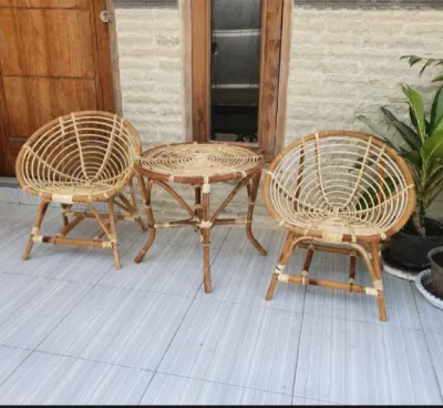 KURSI TERAS DEPAN RUMAH MODEL KEONG ROTAN ASLI