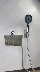 Baokemo Stainless Steel 8 inch/10 inch Square Top Sprayer Shower Set Combo Adjustable Shower Head 3-function Handheld Shower with 6 Inch Shower Arm
