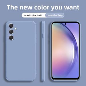 Samsung Galaxy A54 5G Cube Liquid Silicone Protective Case Full Cover Drop Resistance Straight Edge Soft Shell for A54 Pure Color