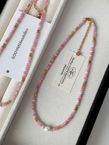 GOOYNN | Elegant Lightweight Pink Pearl Stone Necklace