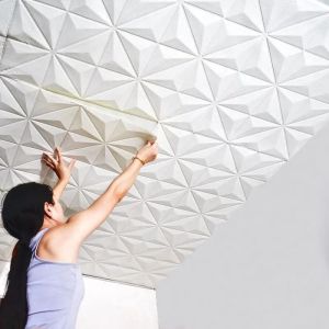35*35cm 3D Wall Stickers Wallpaper Anti-collision Bedroom Waterproof Decoration Background Peel and Stick Ceiling Home Decor 