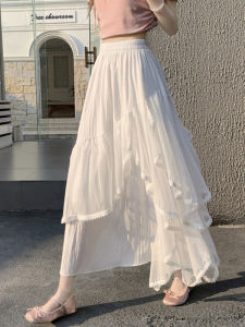 DAIXIANGFEIZI | White Asymmetric High-waist Slimming Midi Dress