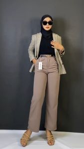 ONENAWA | Oro Pants Knit | Highwaist Cullote Pants - Hitam & Ivory / Celana Panjang Korean Style