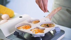 CAROTE Cosy Granite Non-Stick 4 in 1 Burger/Egg Pan PFOA Free Multifunction Non Stick Cookware Egg Frying Pan Breakfast Pan Burger Pan