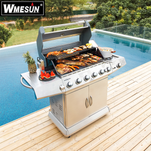 Stainless Steel Large Barbecue Stove Liquefied Gas Natural Gas Commercial Barbecue Grill Villa Family Outdoor Charcoal Satay