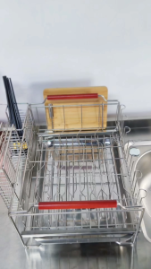 Sliding Storage Rack Kitchen Organizer Under Sink Pull Out Basket Drain Tray Stainless Steel Space Saving Shelf