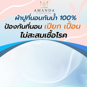 (พร้อมส่ง) Amanda ผ้าปูที่นอนกันน้ำ กันเปื้อน กันไรฝุ่น รัดมุม ขนาด 6 ฟุต พร้อมปลอกหมอน 2 เซต พร้อมของแถม