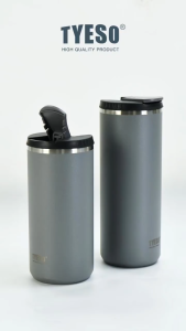 Tyeso 600ml/750ml Vacuum Insulated Tumbler Flat Lid Stainless Steel Water Bottle Hot & Cold