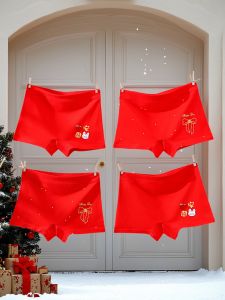 Red Cotton Underwear for Girls Snake Year Childrens Boxer Shorts Luxury Style Printed Design mid Waist Four Pack Kids Underwear