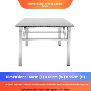 Thickened Stainless Steel Folding Square Table for Indoor And Outdoor Use Suitable for Dining And Barbecue Modern Simple Style