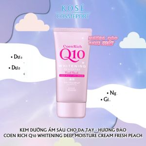 Kem Cấp Ẩm Dưỡng Trắng Da Tay Coen Rich Q10 Whitening Deep Moisture Cream Fresh Peach 80G ( Hương Đào )