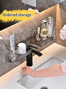 Removable Suction Cup Wall‑Mounted Storage Rack No‑Drilling Drain Shelf Bathroom Washbasin Shower Organizer