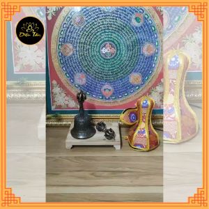 Túi vải gấm hộp đựng chuông chày kim cang Nepal mật tông tây tạng đồ thờ cúng bộ vỏ bao đựng chuông chùy kim cương - áo linh chử Phật giáo Diệu Tâm