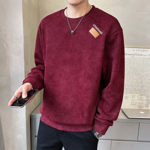 ROMON | Loose Mens Round Neck Tie Dye Long Sleeve Sweatshirt Spring Autumn New Trendy Brand Casual Comfortable Cotton Polyester Blend T-Shirt