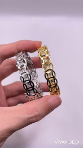 Vòng tay kim tiền titan đính đá bền đẹp Lắc tay đính đá chất liệu bằng titan kiểu dáng kim tiền không phai màu mã M5