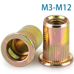 10-50Pcs Galvanized Carbon Steel Blind Rivet Nut Flat Head Insert M3-M12 Suitable for Automotive Furniture Industrial Fasteni