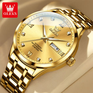 OLEVS 9946 Đồng Hồ Nam Sang Trọng Dành Cho Doanh Nhân Lịch Kép Dạ Quang Bằng Thép Không Gỉ Chống Nước Tự Động Hiển Thị Kép