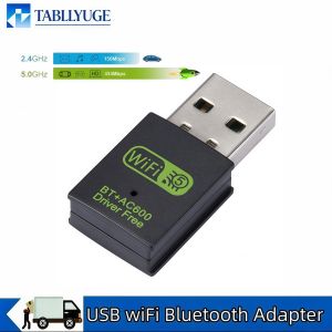 2 In 1 USB WiFi Bluetooth Adapter 600Mbps Dual Band 2.4G+5G WiFi BT4.2 Mini Dongle Wireless Receiver for Desktop Laptop PC